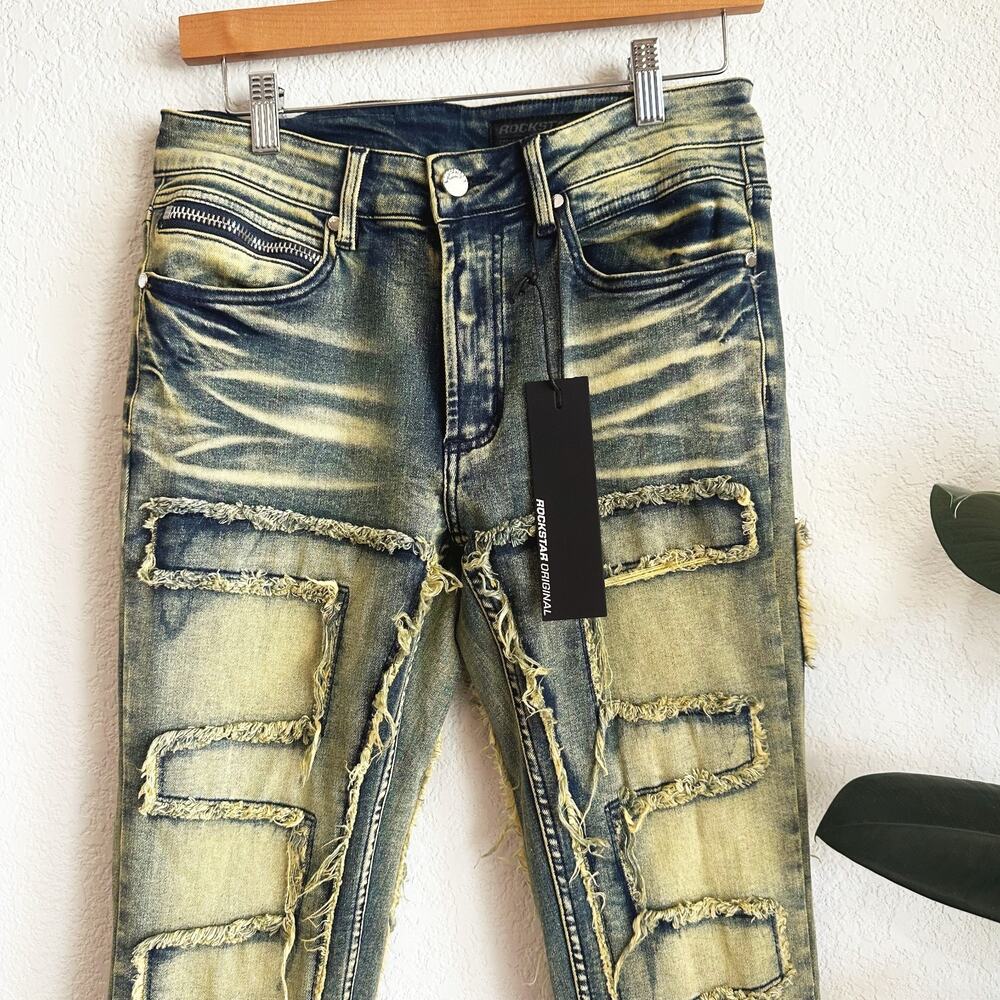 Rockstar Original Slim Stacked Flare Stretch Jeans 30X34 Y2K Streetwear Grunge - Picture 2 of 13
